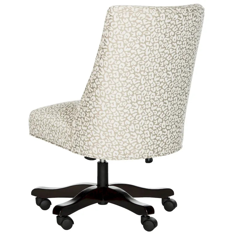 Swivel Desk Chair with Patterned Fabric and Espresso Rolling Base