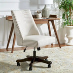 Swivel Desk Chair with Patterned Fabric and Espresso Rolling Base