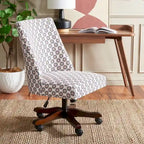 Swivel Desk Chair with Patterned Fabric and Espresso Rolling Base