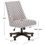 Swivel Desk Chair with Patterned Fabric and Espresso Rolling Base
