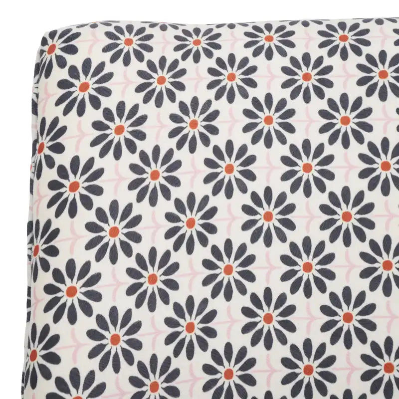 Swivel Desk Chair with Patterned Fabric and Espresso Rolling Base