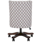 Swivel Desk Chair with Patterned Fabric and Espresso Rolling Base
