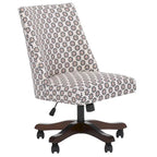 Swivel Desk Chair with Patterned Fabric and Espresso Rolling Base