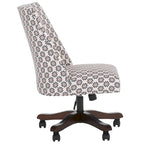 Swivel Desk Chair with Patterned Fabric and Espresso Rolling Base