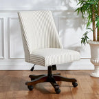 Swivel Desk Chair with Patterned Fabric and Espresso Rolling Base