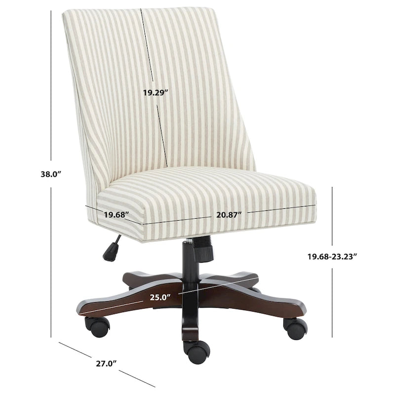 Swivel Desk Chair with Patterned Fabric and Espresso Rolling Base