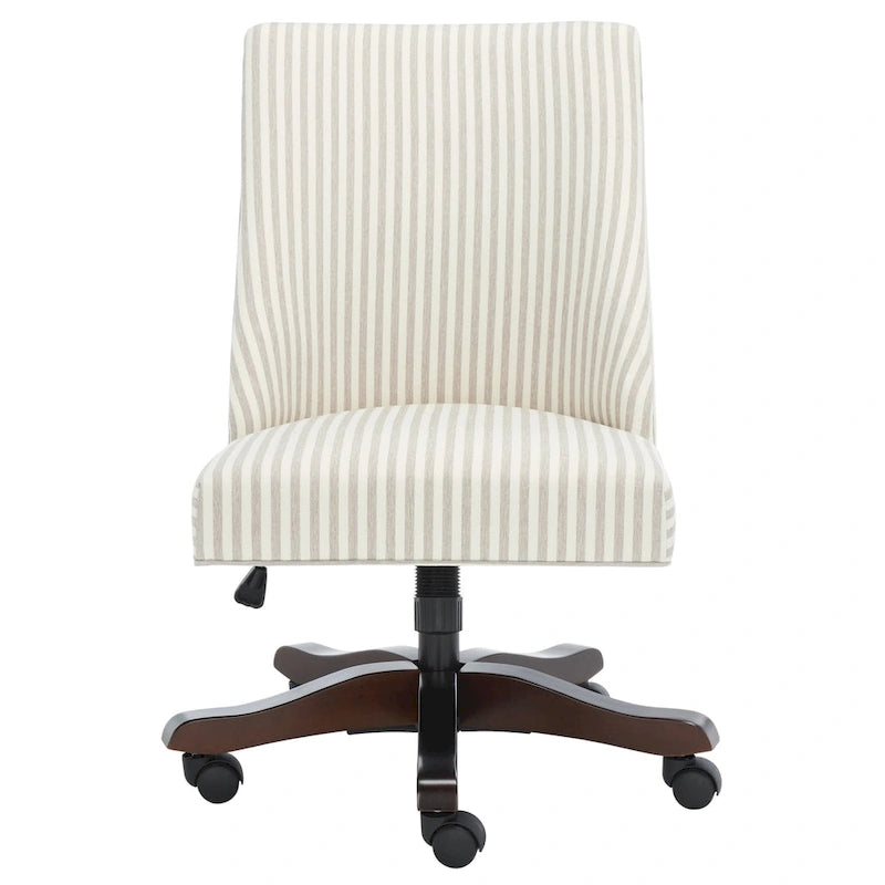 Swivel Desk Chair with Patterned Fabric and Espresso Rolling Base