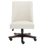 Swivel Desk Chair with Patterned Fabric and Espresso Rolling Base