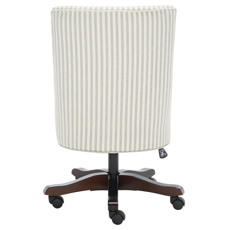 Swivel Desk Chair with Patterned Fabric and Espresso Rolling Base
