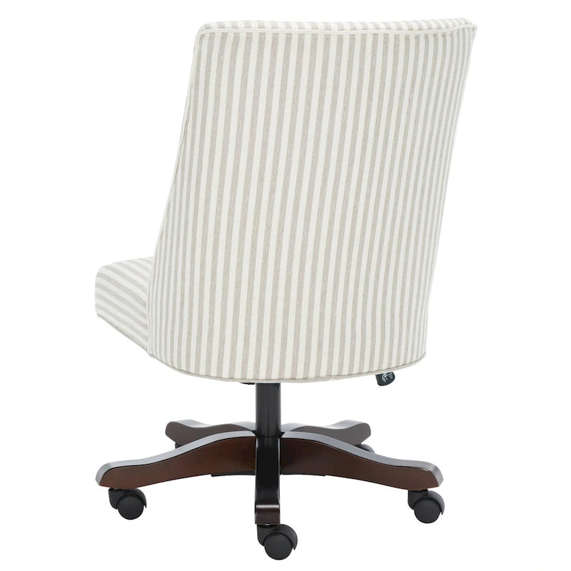 Swivel Desk Chair with Patterned Fabric and Espresso Rolling Base