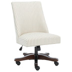 Swivel Desk Chair with Patterned Fabric and Espresso Rolling Base