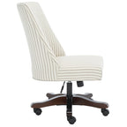 Swivel Desk Chair with Patterned Fabric and Espresso Rolling Base