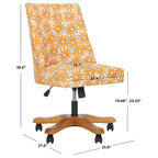 Swivel Desk Chair with Patterned Fabric and Espresso Rolling Base
