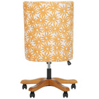 Swivel Desk Chair with Patterned Fabric and Espresso Rolling Base