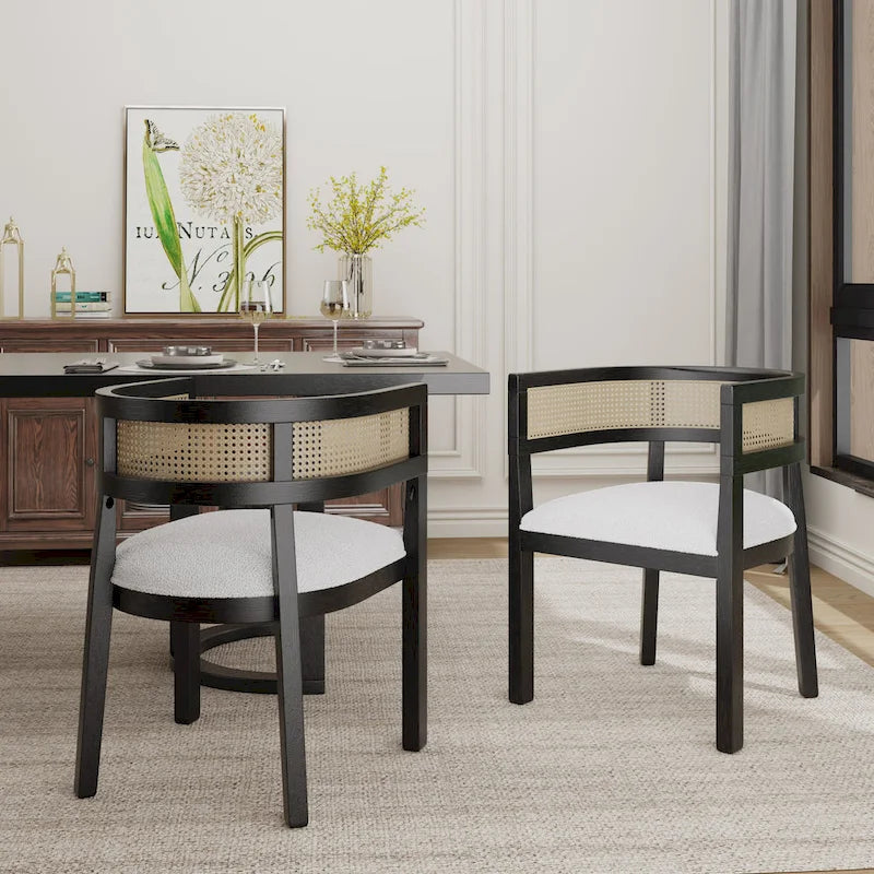 Halea Farmhouse Rubberwood Dining Chairs with Cane Back (Set of 2) by 