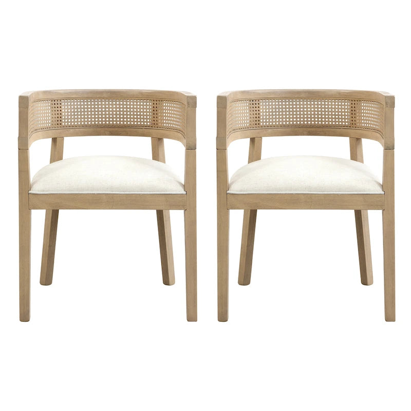 Halea Farmhouse Rubberwood Dining Chairs with Cane Back (Set of 2) by