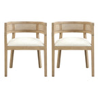 Halea Farmhouse Rubberwood Dining Chairs with Cane Back (Set of 2) by