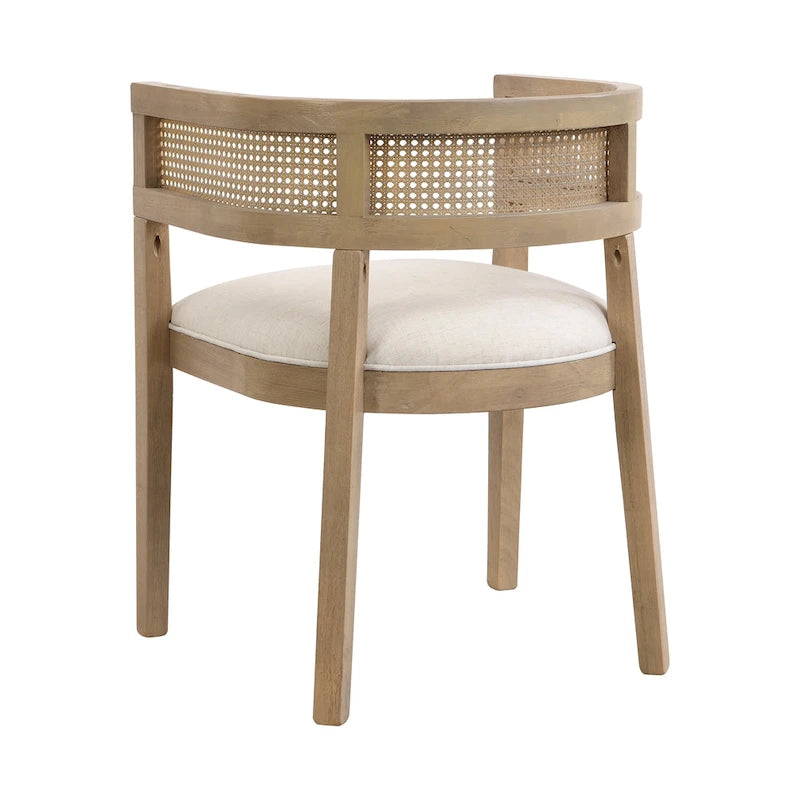 Halea Farmhouse Rubberwood Dining Chairs with Cane Back (Set of 2) by