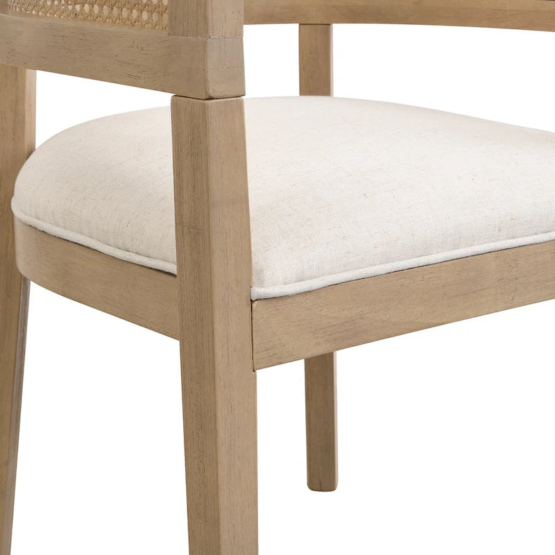 Halea Farmhouse Rubberwood Dining Chairs with Cane Back (Set of 2) by