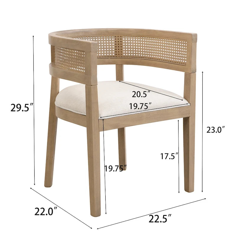 Halea Farmhouse Rubberwood Dining Chairs with Cane Back (Set of 2) by