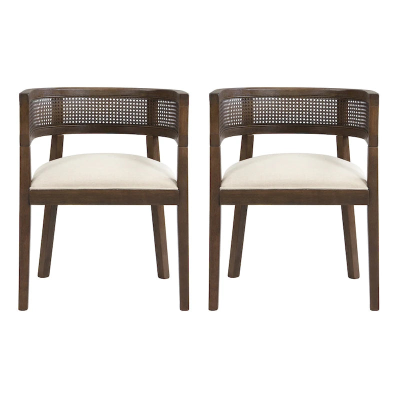 Halea Farmhouse Rubberwood Dining Chairs with Cane Back (Set of 2) by