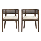 Halea Farmhouse Rubberwood Dining Chairs with Cane Back (Set of 2) by