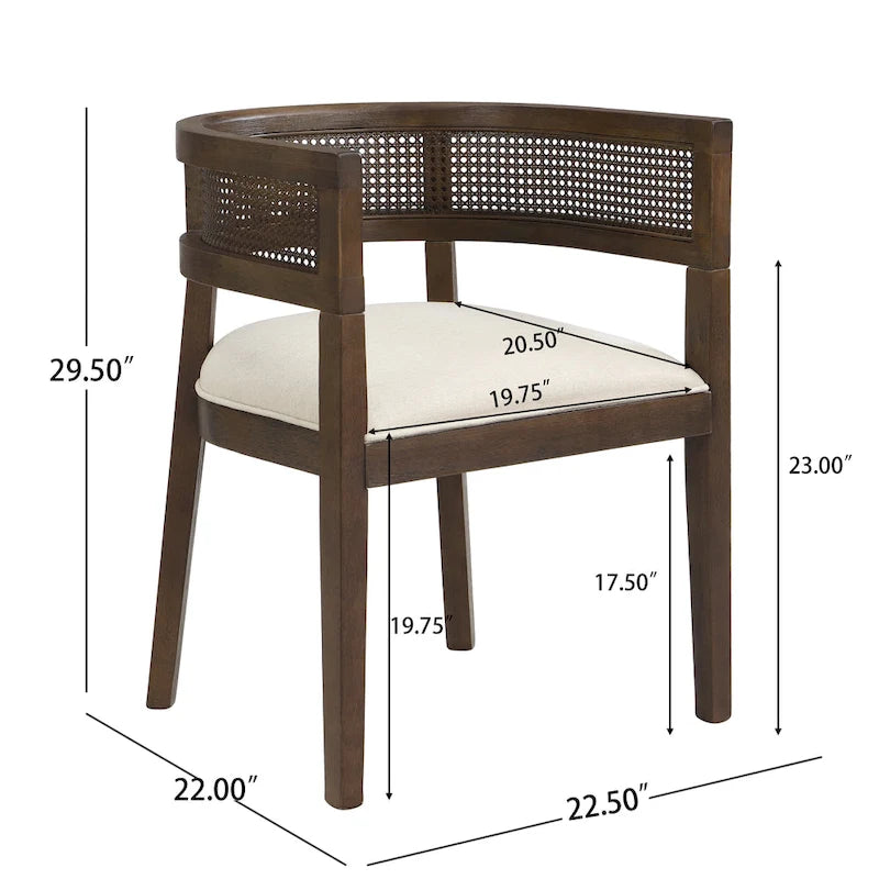 Halea Farmhouse Rubberwood Dining Chairs with Cane Back (Set of 2) by