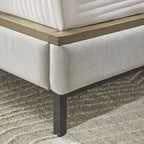 Beige & Light Brown Upholstered Platform Bed