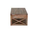 Cocktail Table with 2 Drawers, Shelf, 48 Inch Rectangular Light Brown