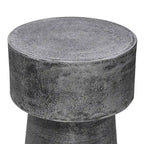 Vintage Accent Side Table, 15.5 Inch Round, Antique Silver Cast Aluminum Drum Base