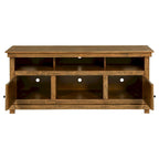 TV Stand Media Cabinet, 2 Doors and 4 Shelves, Brown Wood 60 Inch
