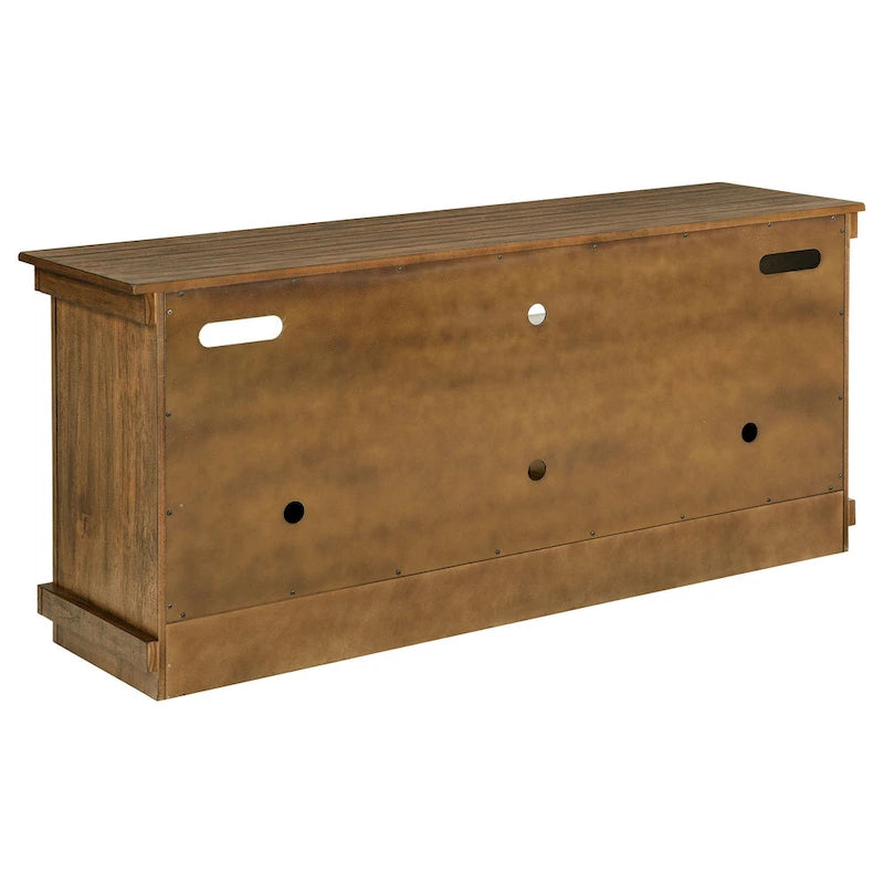 TV Stand Media Cabinet, 2 Doors and 4 Shelves, Brown Wood 60 Inch