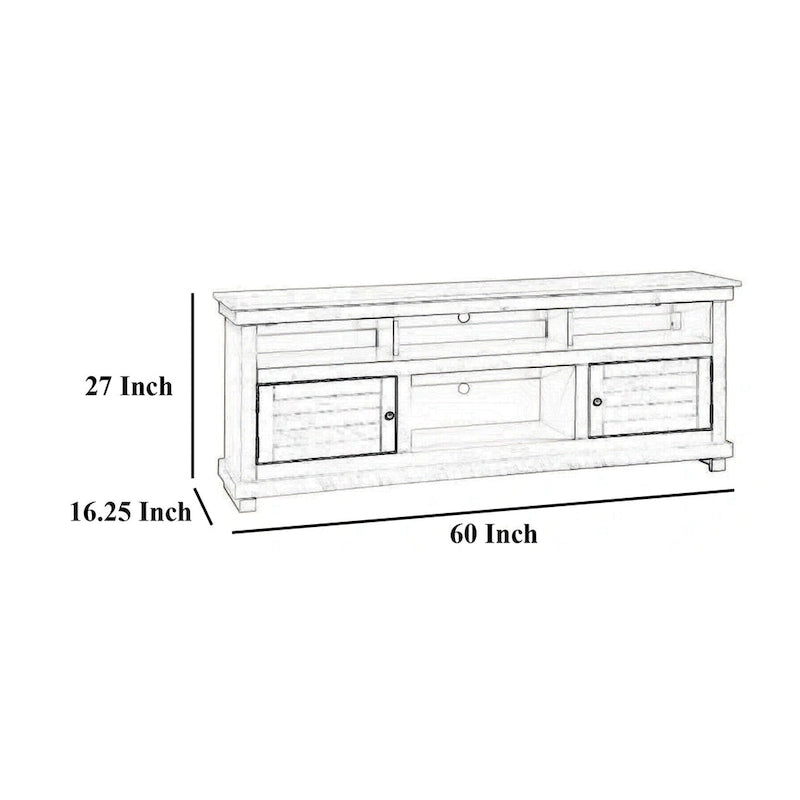 TV Stand Media Cabinet, 2 Doors and 4 Shelves, Brown Wood 60 Inch