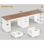 96.5 Computer Desk 3 Drawers Home Office Desk 8 Open Shelves