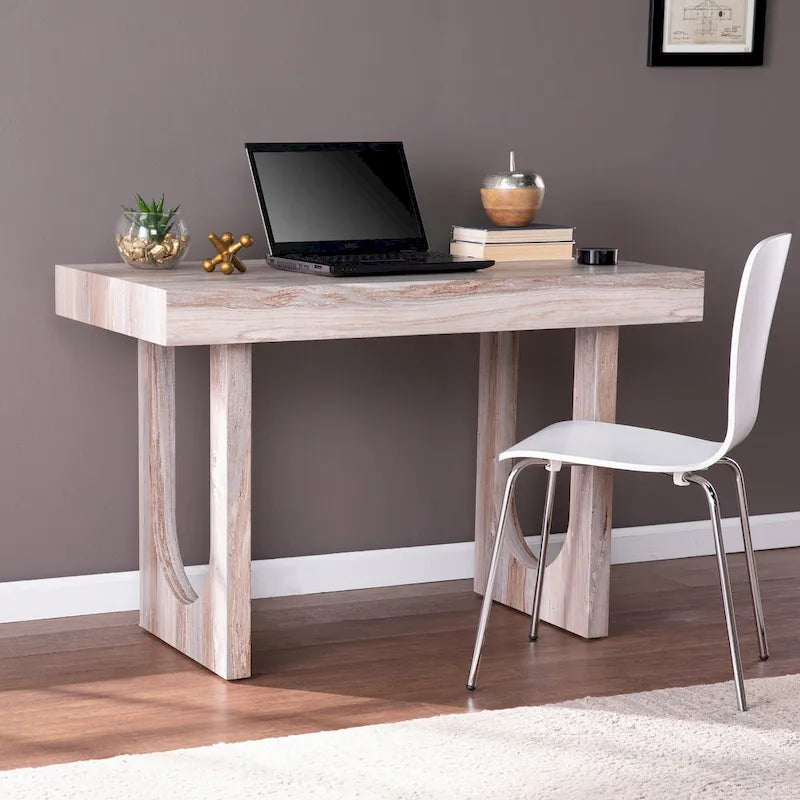  Chadwick Contemporary Brown Faux Stone Desk