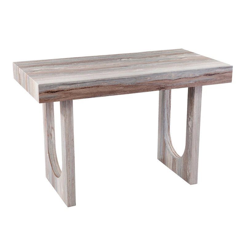 Contemporary Brown Faux Stone Writing Desk