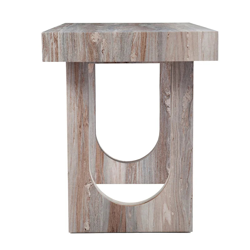 Contemporary Brown Faux Stone Writing Desk