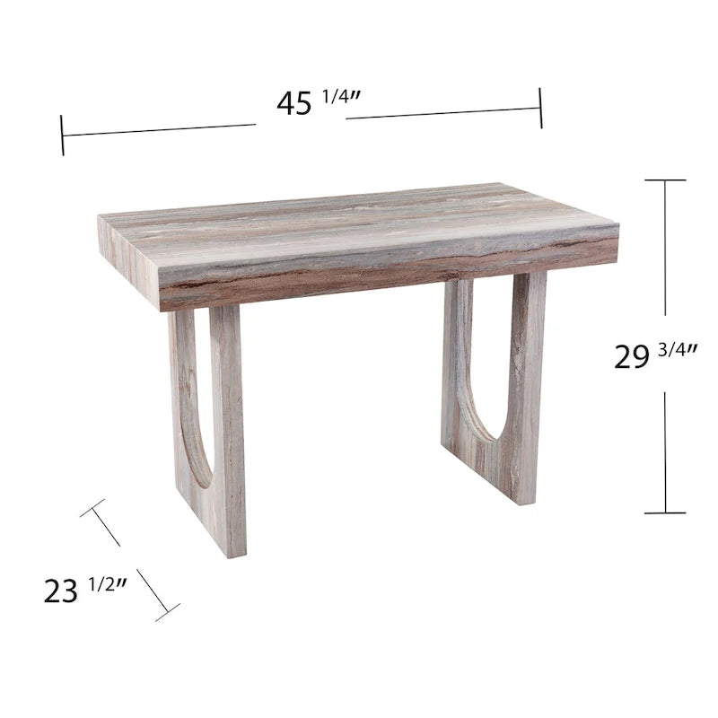 Contemporary Brown Faux Stone Writing Desk