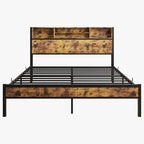 Bookcase Storage Platform Bed with Charging Station