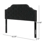 Glam Velvet Full/Queen Headboard with Button Tufting and Nailhead Accents