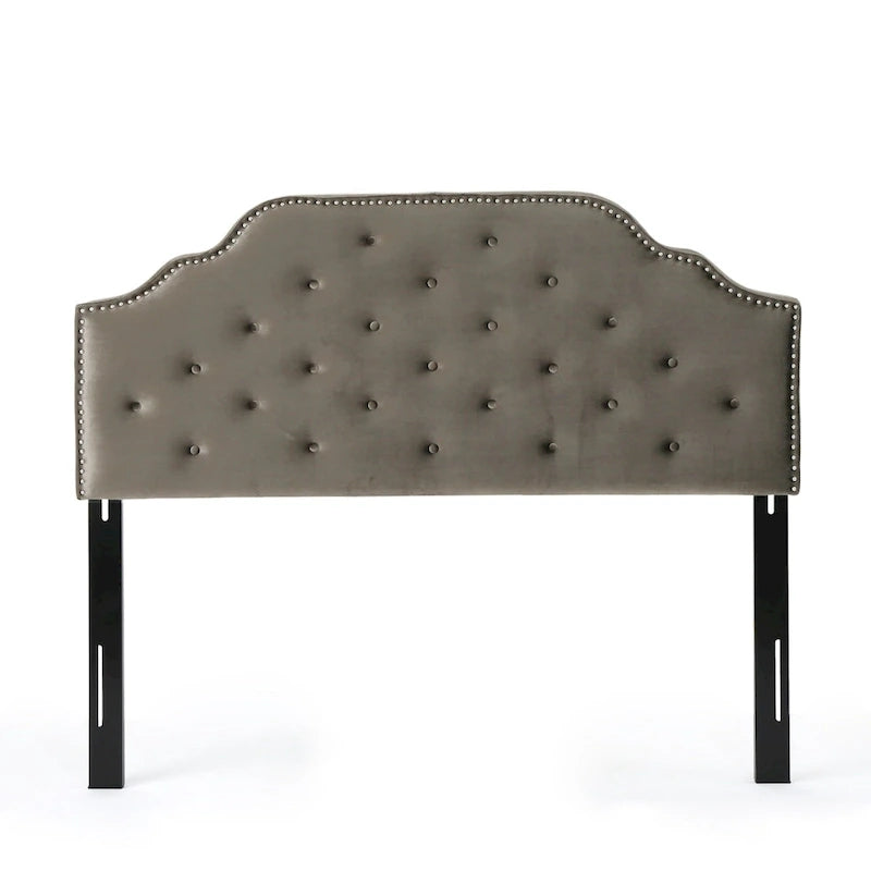 Glam Velvet Full/Queen Headboard with Button Tufting and Nailhead Accents