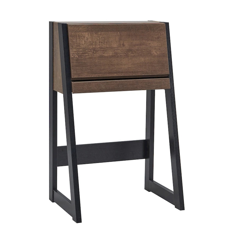 26-Inch Compact Writing Desk with Storage Cabinet and Drop-Down Panel