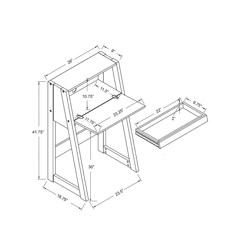 26-Inch Compact Writing Desk with Storage Cabinet and Drop-Down Panel