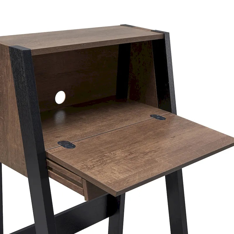 26-Inch Compact Writing Desk with Storage Cabinet and Drop-Down Panel