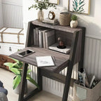 26-Inch Compact Writing Desk with Storage Cabinet and Drop-Down Panel