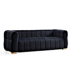 89" Velvet Tuxedo Arm Sofa
