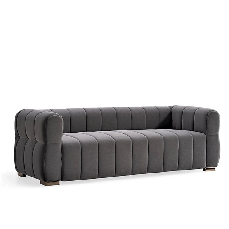 89" Velvet Tuxedo Arm Sofa
