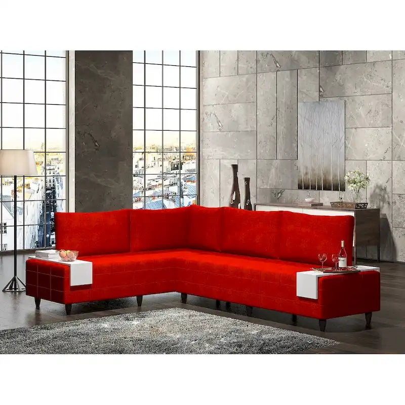 L-Shaped Metal Frame Sectional Sofa with Foam Seat