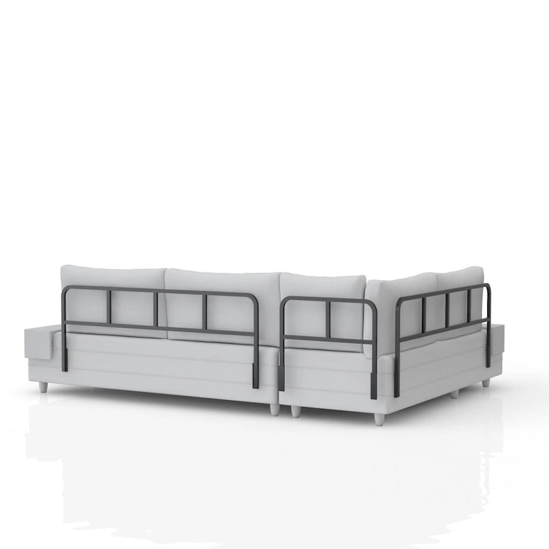L-Shaped Metal Frame Sectional Sofa with Foam Seat