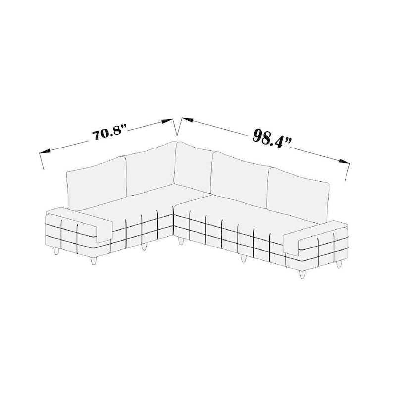 L-Shaped Metal Frame Sectional Sofa with Foam Seat